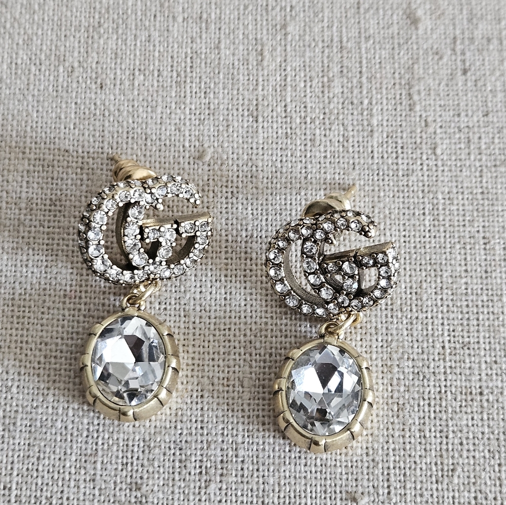 Gucci Gold and Silver Crystal Earrings
